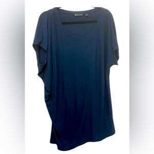 Athleta Draped Crew asymmetrical women’s XL short sleeve blue dress